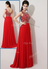 Fashionable Empire Bateau Brush Train Discount Evening Gowns with Beading