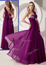 Luxurious One Shoulder Hand Made Flowers Discount Evening Gowns with Beading