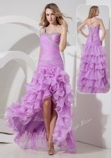 Perfect Column High Low Discount Evening Gowns with Ruffled Layers
