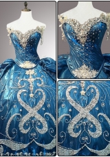 In Stock Sweetheart Beading Teal Quinceanera Dresses for 2016