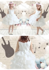 2016 Cute Scoop White Little Girl Pageant Dresses  with Ruffled Layers