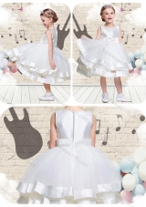 2016 Lovely Scoop Knee Length Little Girl Pageant Dresses  with Beading
