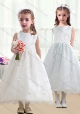 New Arrival  Scoop A Line White Flower Girl Dresses in Lace