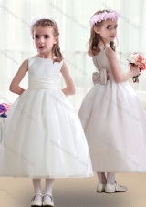 New Arrival  White Flower Girl Dresses with Bowknot