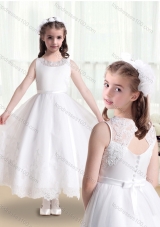 New Arrival Empire Scoop Flower Girl Dresses in White with Appliques