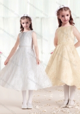 New Arrival Princess Scoop Flower Girl Dresses in Lace