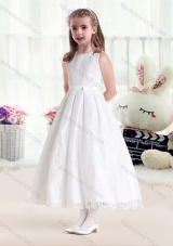 New Arrival Princess Scoop White Flower Girl Dresses in Lace