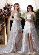 Empire Strapless High Low Wedding Dresses with Appliques
