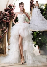 Gorgeous High Low Wedding Dresses with Beading and Ruffles