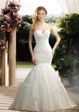 2016 Popular Mermaid Sweetheart Wedding Dresses with Appliques and Ruching