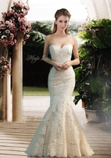Modest Mermaid Sweetheart Lace Wedding Dresses with Floor Length