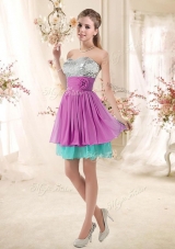 2016 Inexpensive Sweetheart Sequins and Belt Prom Dresses in Multi Color