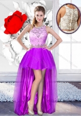 2016 Pretty High Low Scoop 2016 Prom Dresses with Beading