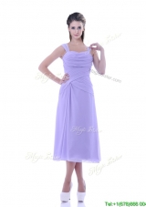2016 Fashionable Lavender Empire Square Dama Dress in Tea Length