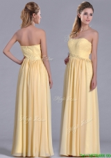 2016 New Style Yellow Empire Long Dama Dress with Beaded Bodice
