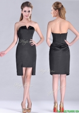 Fashionable Front Short Back Long V Neck Prom Dress in Black