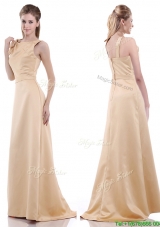 2016 Simple Column Scoop Bowknot Prom Dress in Champagne