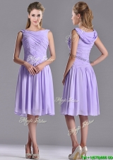 Lovely Empire Chiffon Lavender Dama Dress with Beading and Ruching