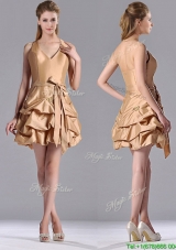 Most Popular Halter Top Champagne  Christmas Party Dress with Bubbles and Bowknot