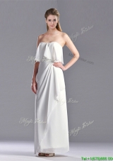 New Arrivals Empire Strapless Ankle Length Prom Dress in White