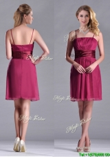 Cheap Spaghetti Straps Chiffon Empire Dama Dress with Ruching
