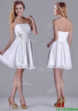 2016 Elegant Empire Strapless Beaded White Dama Dress in Chiffon