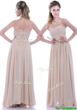 Cheap Empire Champagne Chiffon Dama Dress with Beading and Ruching