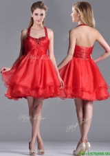 Modern Beaded Decorated Top and Halter Top Dama Dress in Organza