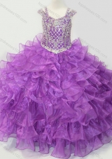 Puffy Skirt V-neck Lace Up Mini Quinceanera Dress with Straps and Ruffled Layers