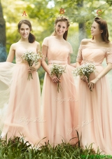 Beautiful Floor Length Tulle Bridesmaid Dress in Peach