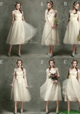New Arrivals Tea Length Tulle Dama Dresses in Champagne
