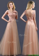 Top Selling V Neck Long Bridesmaid Dresses with Appliques and Beading
