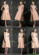Best Selling Sashed Peach Prom Dresses  in Knee Length