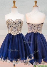 Fashionable Organza Applique with Beading Dama Dresses in Royal Blue