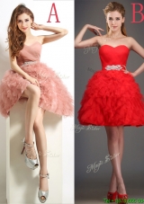 Lovely Beaded and Ruffled Puffy Skirt Prom Dresses in Tulle