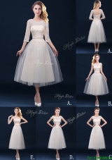 New Arrivals Tea Length Tulle  Dama Dresses in Champagne