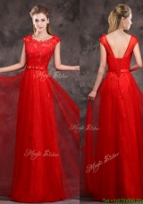 Cheap Hot Sale Scoop Red Dama Dresses  with Beading and Appliques
