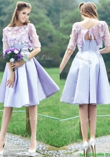 Cheap New Style Bateau Half Sleeves Lavender Dama Dresses  with Appliques