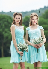 Classical Mint Short Dama Dresses  with Appliques and Belt