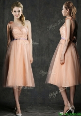 Wonderful One Shoulder  Dama Dresses  with Sashes and Bowknot