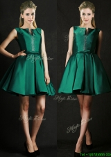 Elegant  A Line Green Short Mother Dresses  with Beading and Belt