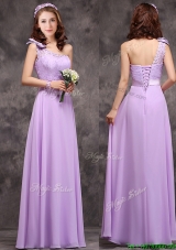 Pretty One Shoulder Lavender Mother Dresses with Applique Decorated Waist