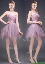 Hot Sale Lavender Short Prom Dresses  with Ruffles and Belt