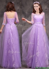 Popular Half Sleeves Lavender  Mother Dresses with Appliques and Beading