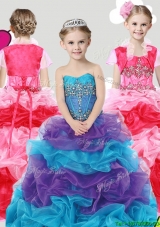 Lovely Beaded and Ruffled Girls Party Dress with Puffy Skirt