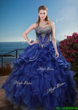 Classical Rhinestoned and Ruffled Sweet 16 Quinceanera Gowns in Royal Blue