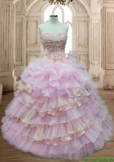 Lovely Organza Sweet 16 Dress with Ruffled Layers and Appliques