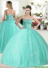 Wonderful Apple Green Quinceanera Dress with Beading for Spring