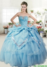 Pretty Beaded and Pick Ups Sweet 16 Dress in Baby Blue