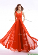 Best Selling Straps Chiffon Prom Dress with Hand Made Flowers